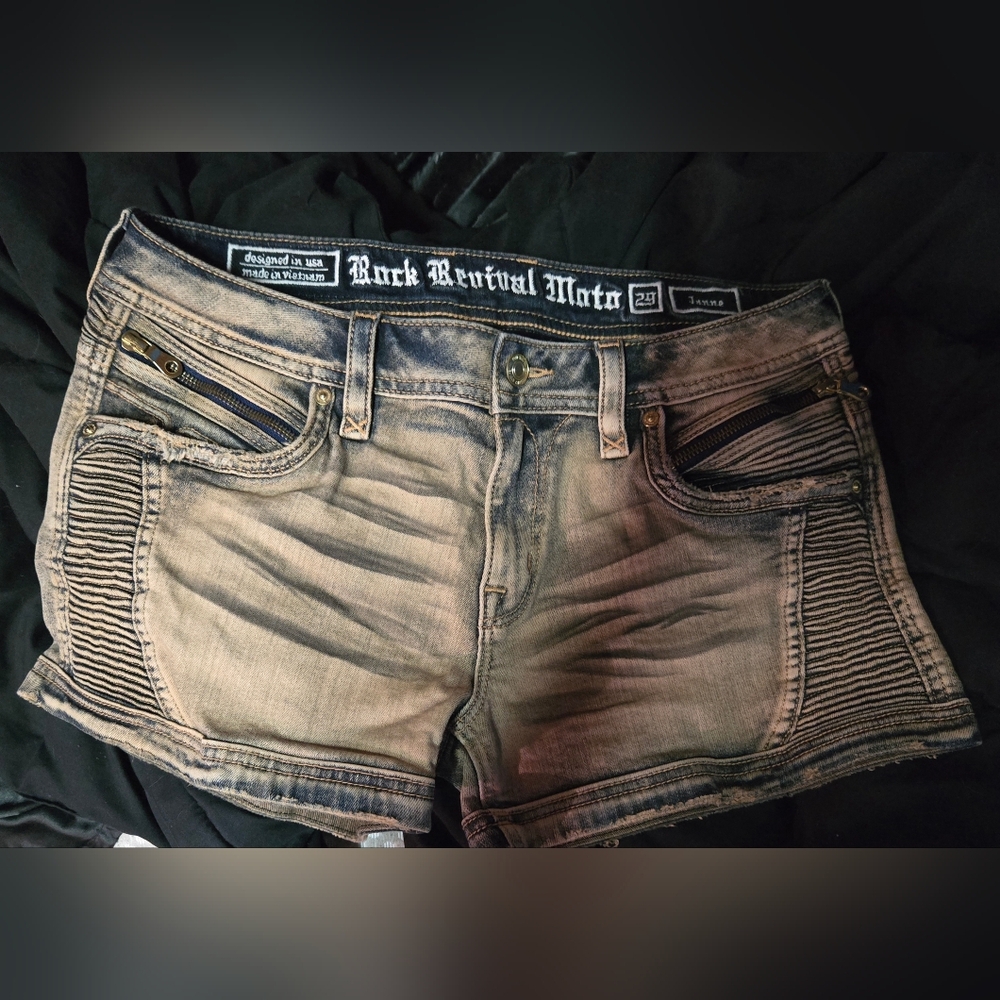Rock Revival Women's Black and Gray Jean Shorts